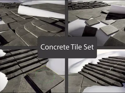 Concrete Tile Set Low-poly 3D model