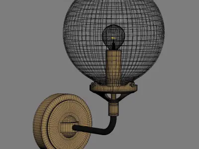 Bistro Globe Clear Glass Single Sconce Brass 3D model
