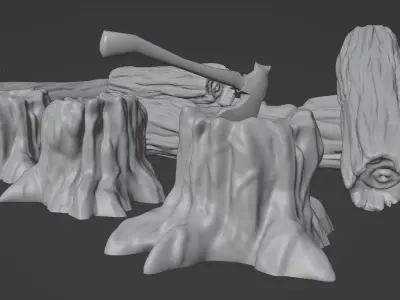 Tree trunks and logs 3D print model