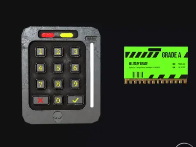 Scifi Keypad and Key Low-poly 3D model