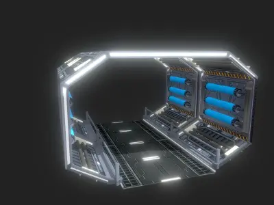 Futuristic Space Tunnel Low-poly 3D model