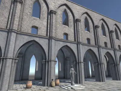 Modular Cathedral Elements  Low-poly 3D model