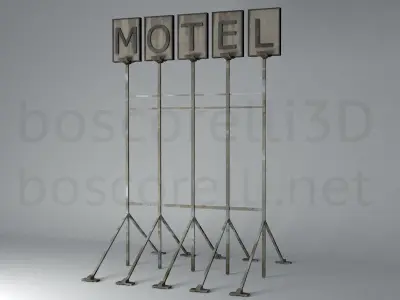 Old Motel Sign Standing Horizontal v1 3D model