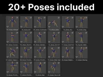 Customizable Man Cartoon Character Low-poly 3D model