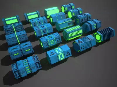 NGon Box Collection Plastic Low-poly 3D model