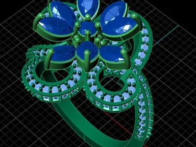 Diamond Ring for Women 3D print model 16