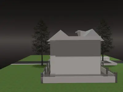3d model of house and trees 3D model
