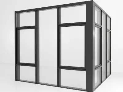 Panoramic glazing Stained glass 95 Low-poly 3D model