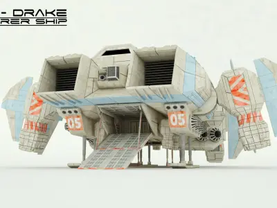 Explorer Class Space ship Low-poly 3D model