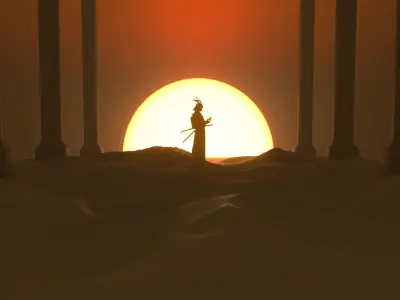 Sci-Fi Rising Sun Samurai scene  3D model