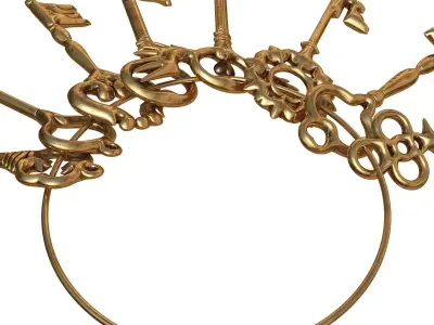 Vintage key ring 04 3D model