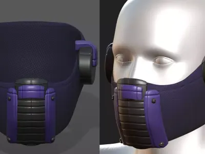 Gas mask respirator scifi futuristic 3d model  Low-poly 3D model 3