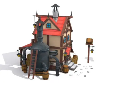 cartoon house Low-poly 3D model 16