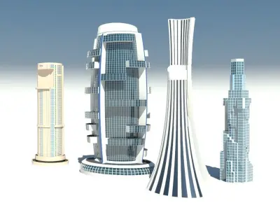 Skyscrapers futuristic skyscraper 3D model