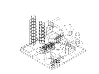 Oil or Gas Fossil Fuel Refinery 3D model