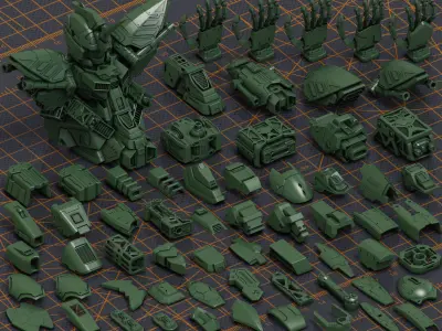 Mech Warrior Hard Surface Kitbash 2 of 20 3D model