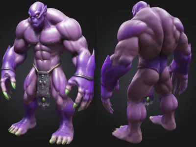 Stylized Alien Brute Monster Low-poly 3D model