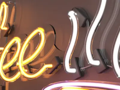 Coffee Time - Neon Sign 3D model