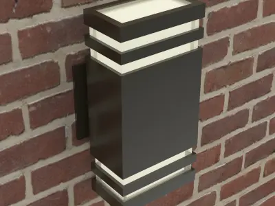 Modern wall light fixture wide 3D model
