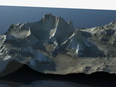 Highly detailed rocky mountain and valley 3D model