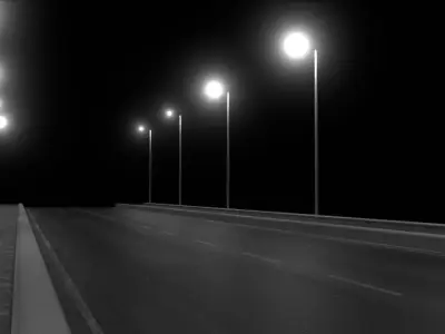 Road 3d model at night with street lights Free 3D model