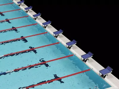 Swimming Pool Starting Block Dive Platform Pack PBR Game Ready 3D model