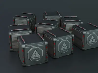 Sci-fi Crates Low-poly 3D model