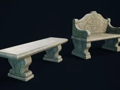 Garden Bench Low-poly 3D model