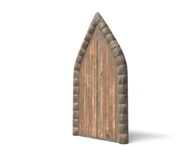 Medieval Wooden Door Pointy Arch Low-poly 3D model