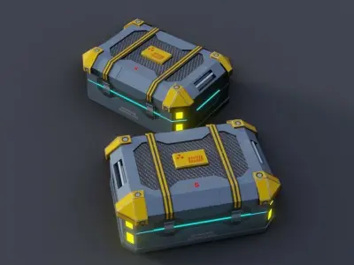Sci fi Crate Game Ready PBR Textures Low-poly 3D model Low-poly 3D model