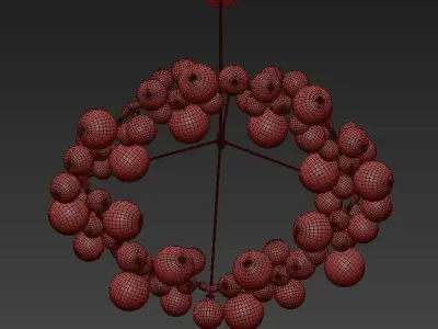 Wreath glass chandelier with bubbles hanging from it 3D model