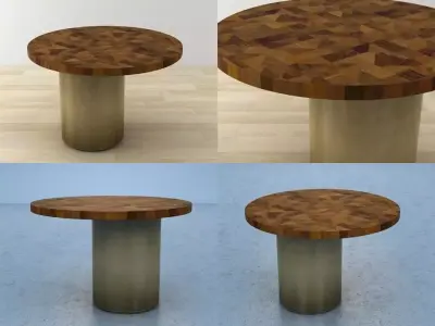 Mosaico four different tables with wooden bases 3D model