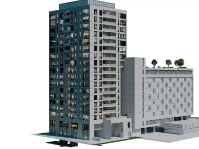Residence Building 6 Low-poly 3D model