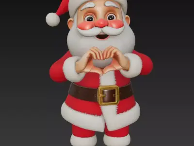 Santa Heart Hands - Stylized Christmas 3D Model 3D print model