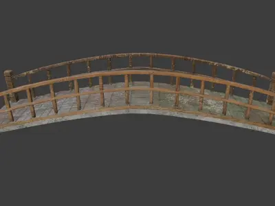 The simple bridge wood Low-poly 3D model
