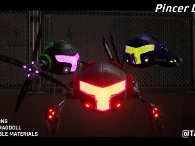 Pincer Drone - Customizable Drone Low-poly 3D model