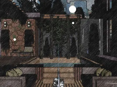 Modern Backyard Landscape Design Realistic Render - 2022 3D model