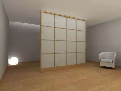 Shoji door static Free 3D model