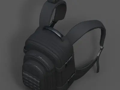 Backpack Camping bag baggage Black  Low-poly 3D model