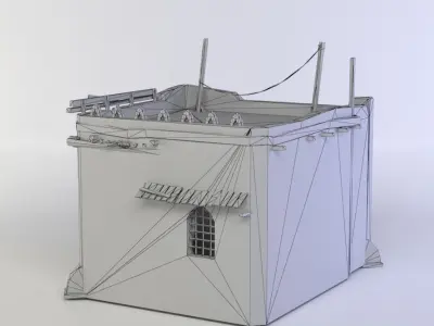 Building old with stairs and door Low-poly 3D model purchase