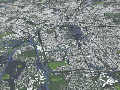 Berlin Germany - city and mass buildings 3D model