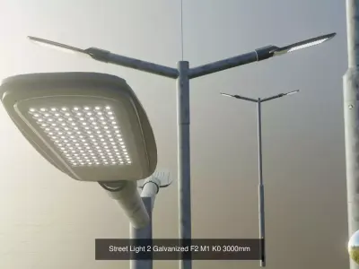 Street Light 1 2 3 4 5 Galvanized 3D Model Pack