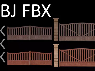PBR Modular Fence Low Poly Fence 3D model Free low-poly 3D model