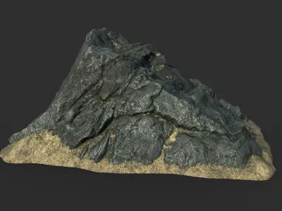 Low poly Black Beach Rock Collection 1 210210 Low-poly 3D model