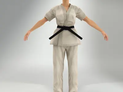 Karate Lady Lite Rig 3D model