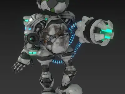 Robot with wires Low-poly 3D model