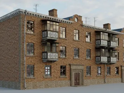 Modular Building with two textures set Low-poly 3D model