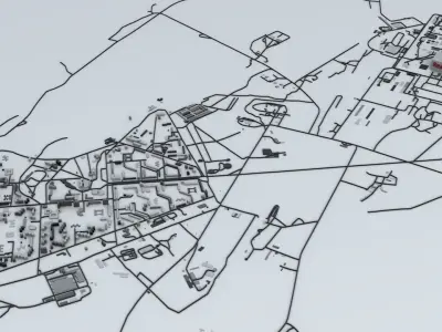 Pripyat - Chernobyl Nuclear Power Plant Road Network Buildings Low-poly 3D model