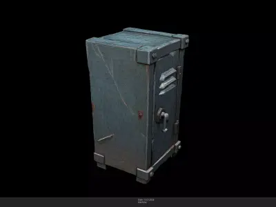 Stylized Metal Locker Game Ready - AI Low-poly 3D model