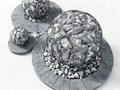 Street gabion sphere decor 3D model